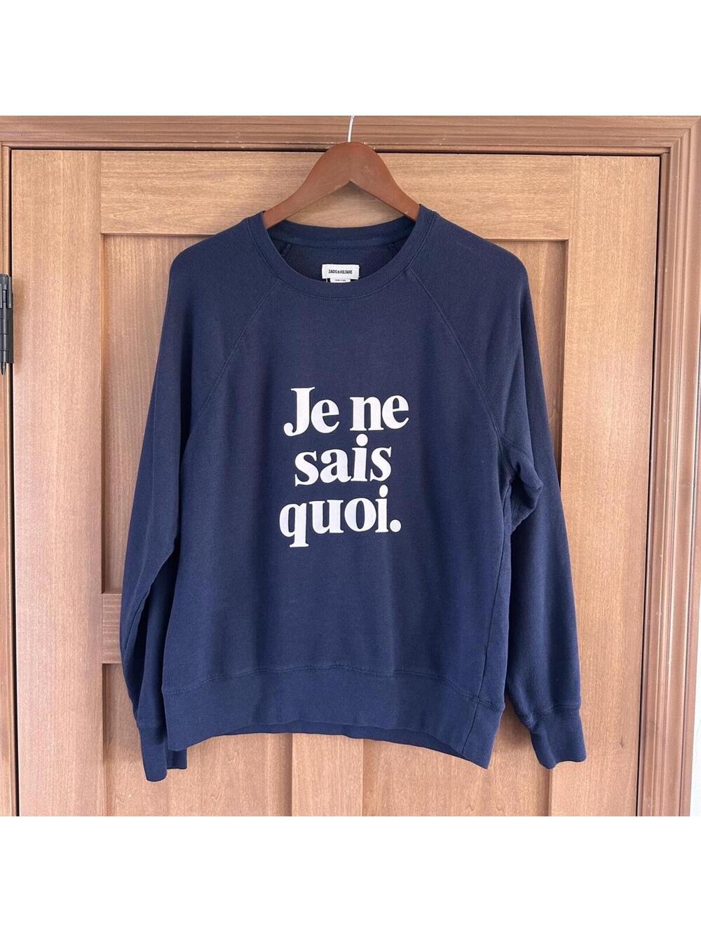 Zadig & Voltaire Je Ne Sais Quoi Navy Graphic Crewneck Sweatshirt Women’s Small